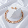 Multilayer Golden Brown Pearl Set With Earrings (Pack of 1)