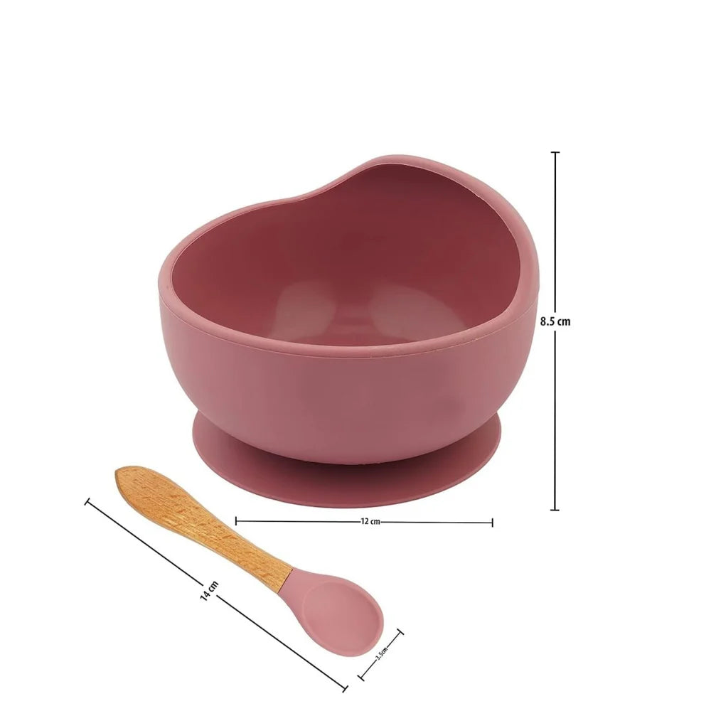Silicone Suction Bowl Set with Spoon for Baby Kids and Toddler- 2 Pc Feeding Set