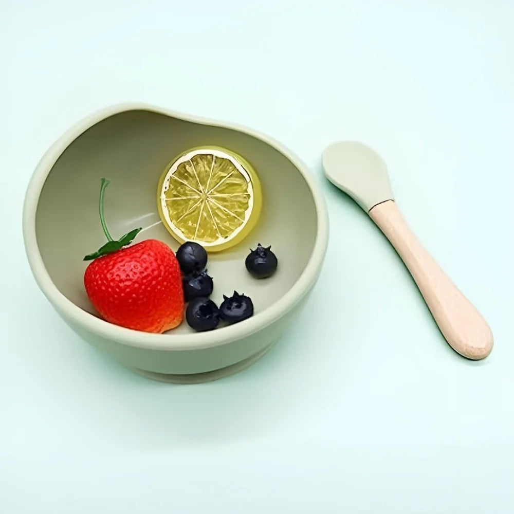 Silicone Suction Bowl Set with Spoon for Baby Kids and Toddler- 2 Pc Feeding Set