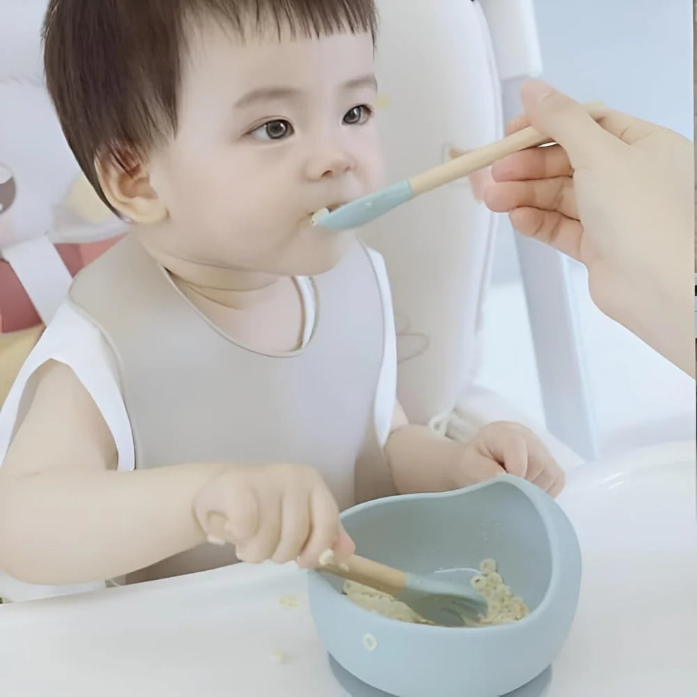 Silicone Suction Bowl Set with Spoon for Baby Kids and Toddler- 2 Pc Feeding Set