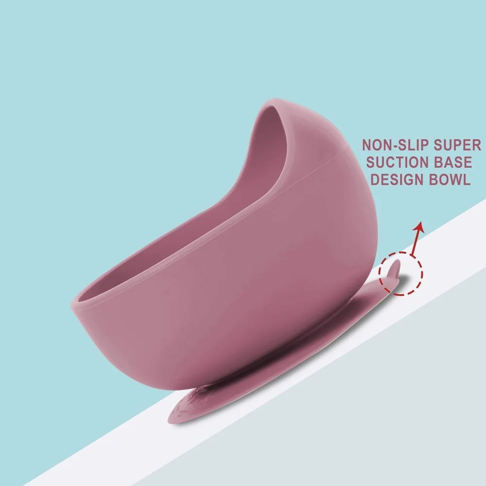 Silicone Suction Bowl Set with Spoon for Baby Kids and Toddler- 2 Pc Feeding Set