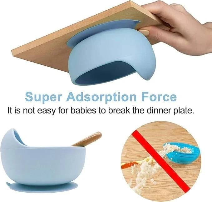 Silicone Suction Bowl Set with Spoon for Baby Kids and Toddler- 2 Pc Feeding Set